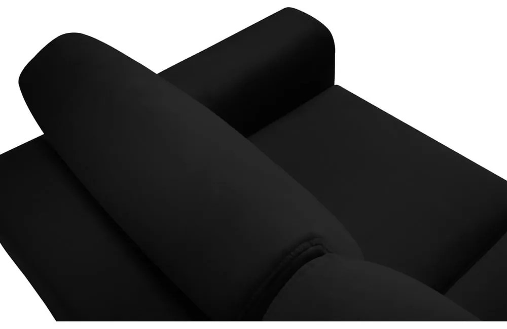 Czarna aksamitna rozkładana/ze schowkiem sofa 235 cm Kyoto – Cosmopolitan Design