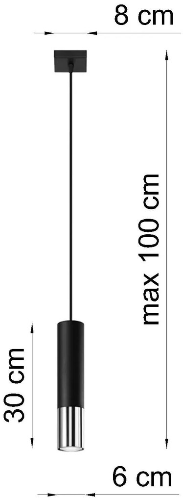 Czarno-chromowana lampa wisząca tuba - EXX244-Oller