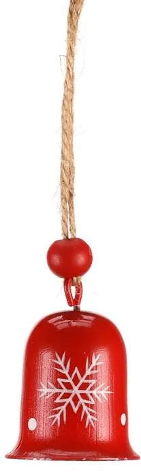 Zestaw wiszących dzwoneczków bożonarodzeniowych, 4 szt., czerwony, metal