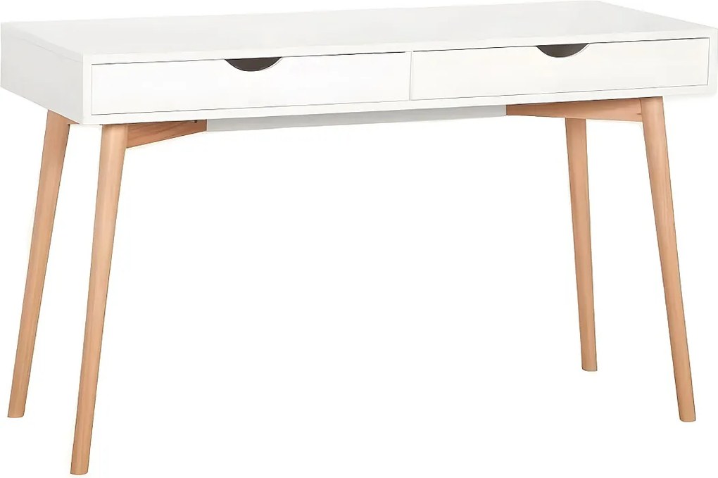 Biurko z 2 szufladami - MDF - białe - SKANDI