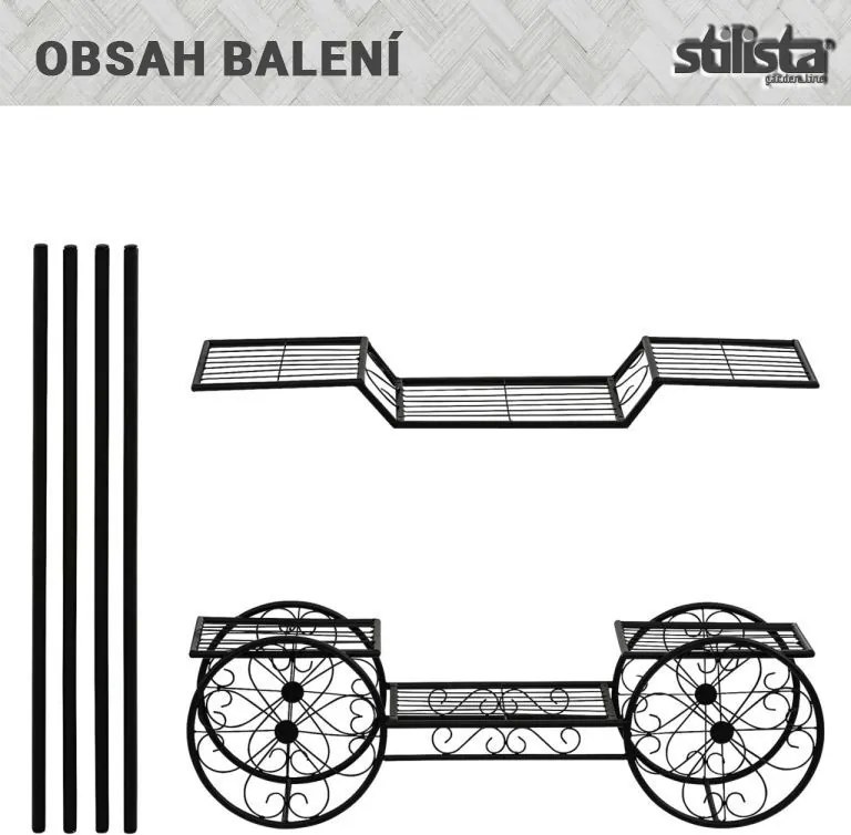 STILISTA Kwietnik, wózek, 77 x 75 x 28 cm, stal