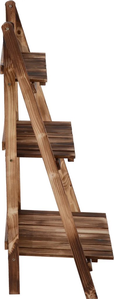 Outsunny Stojak na Kwiaty Drewniany Regał Kwietnik Wypalany Design do Ogrodu Balkonu 60x37x93cm | Aosom PL