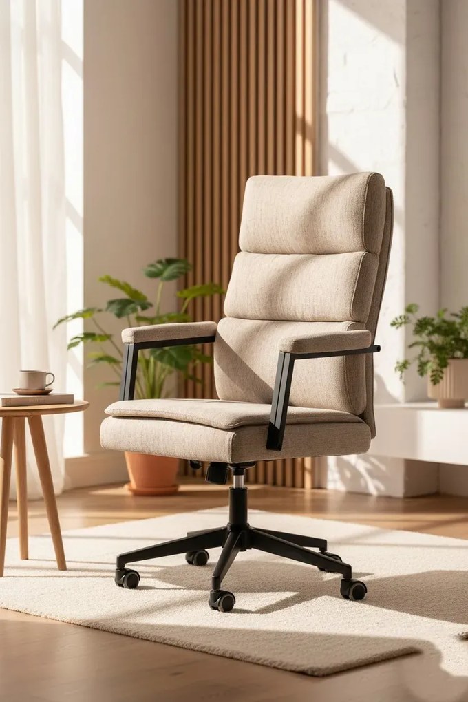 Beżowy tapicerowany fotel biurowy - Coconut