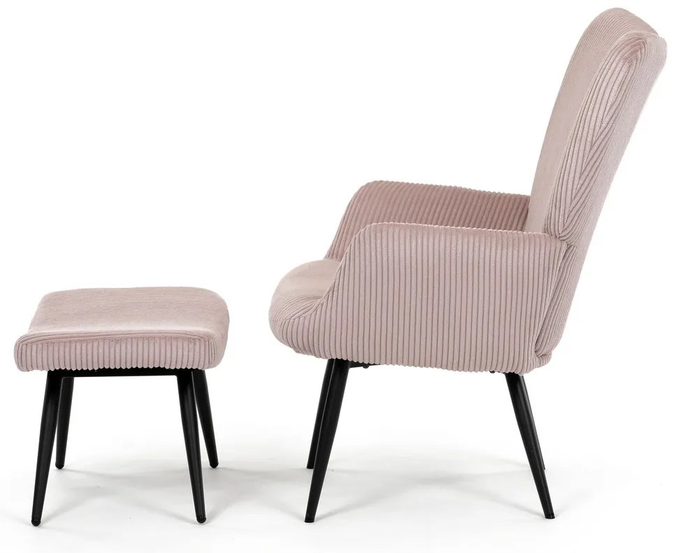 Fotel relaksacyjny z podnóżkiem L7285 PINK6,różowy