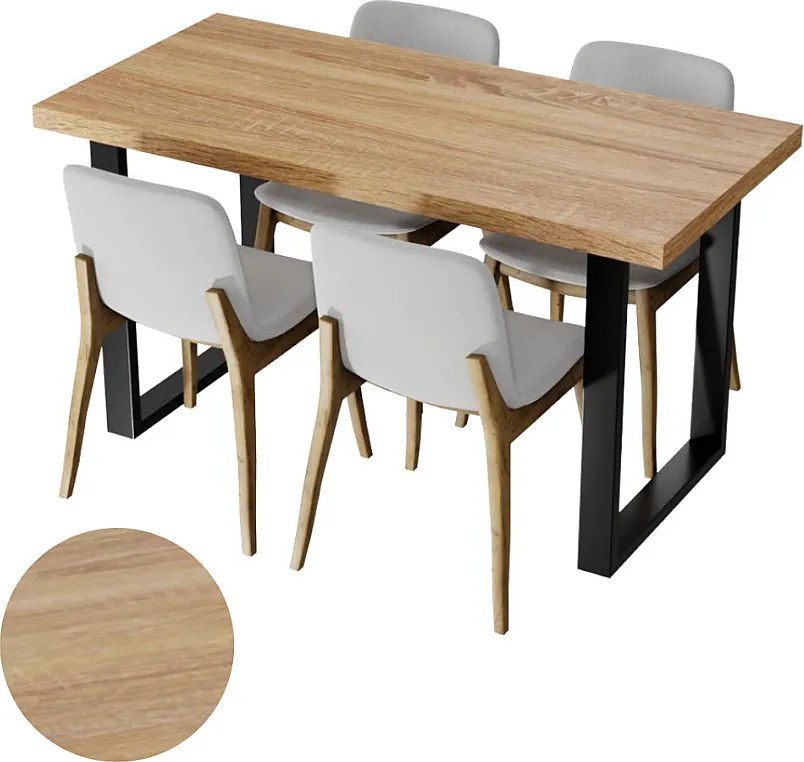 Stół Kuchenny Do Jadalni Loft Kolory Dąb Sonoma Czarne Nogi