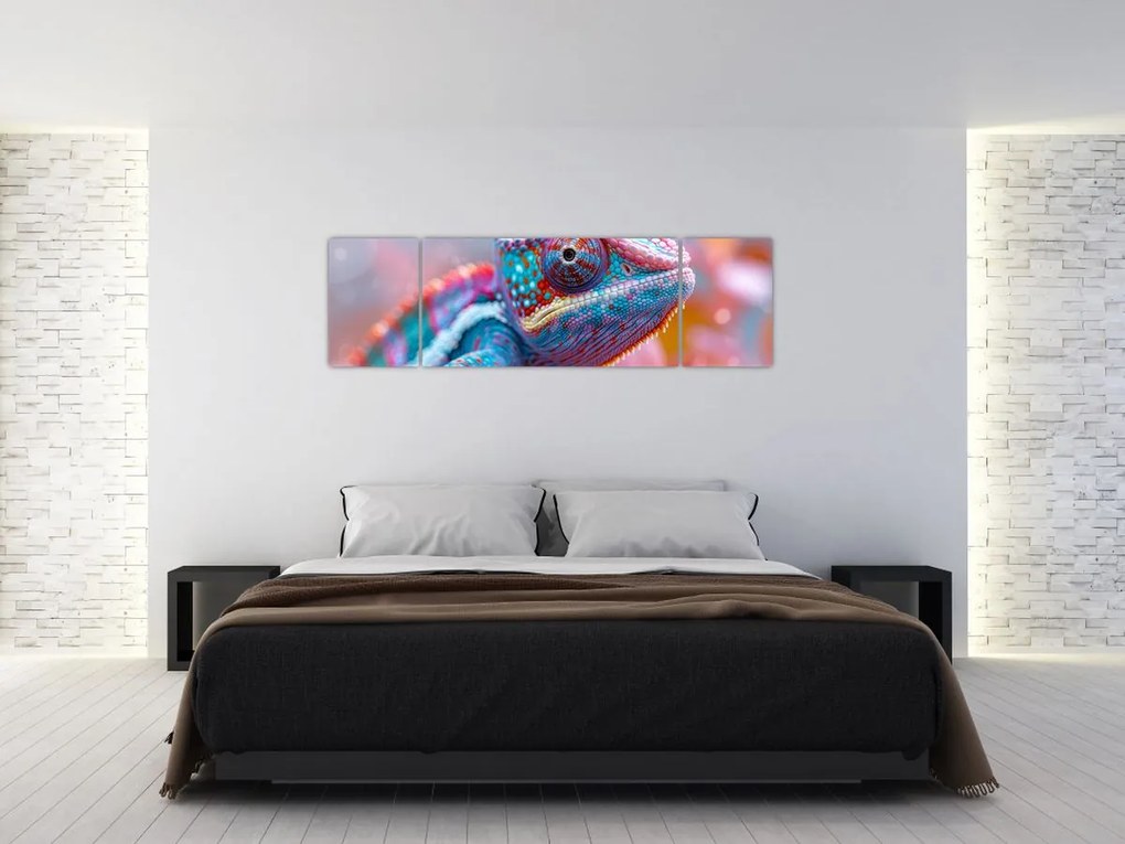 Obraz - Kolorowy kameleon (170x50 cm)