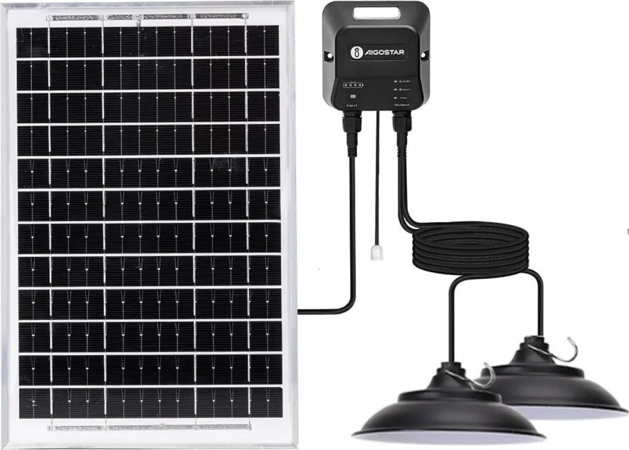 Aigostar - Solarny żyrandol LED z czujnikiem 2x LED/35 W/12 V/6000 mAh/6500 K, śr. 15 cm