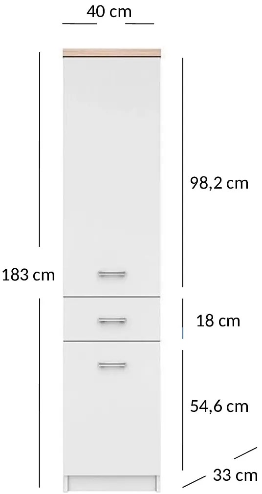 Wysoki Regał Biały Słupek T8-K40
