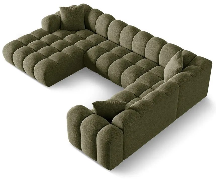 Zielony narożnik z tkaniny szenilowej (prawostronny/w kształcie litery U) Treno – Cosmopolitan Design