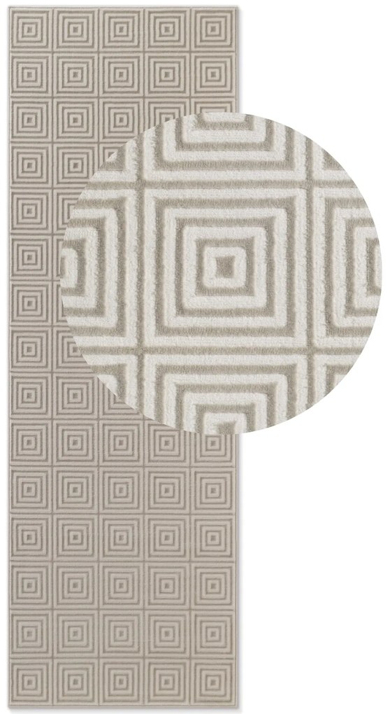 Dywan nowoczesny Perles Romby beżowo-białe 80 cm x 240 cm