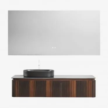 Zestaw Wiszących Mebli Łazienkowych Z Drewna Lavena Ciemna Czerń & Owalna Stal Nierdzewna ↔︎60 - Sklum