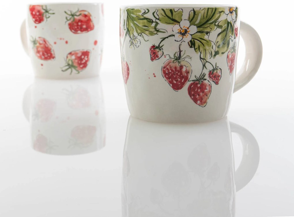 Kubek ceramiczny w truskawki STRAWBERRY, 450 ml