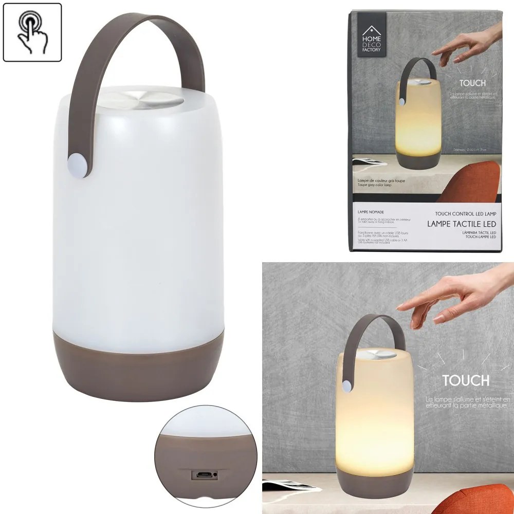 Biała dotykowa lampka LED NOMAD TAUPE