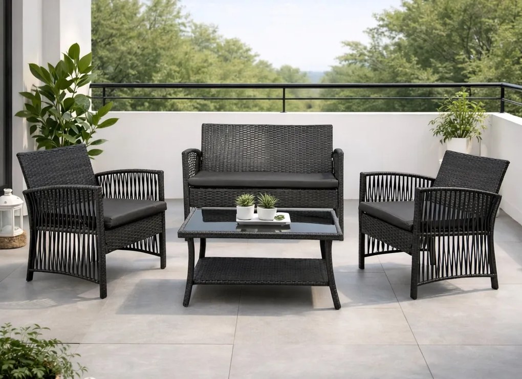 Zestaw mebli ogrodowych Solina, kolor szary, poduszki szare