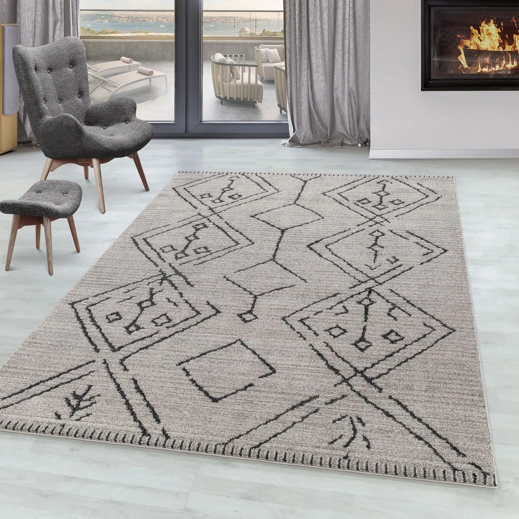 Dywan poliestrowy Berber rustykalny beżowy 160 cm x 230 cm