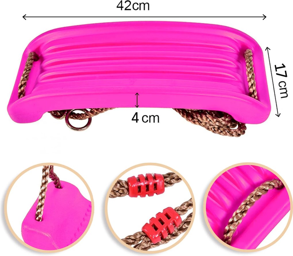 Huśtawka ogrodowa dla dzieci plastikowa ZOYA różowa