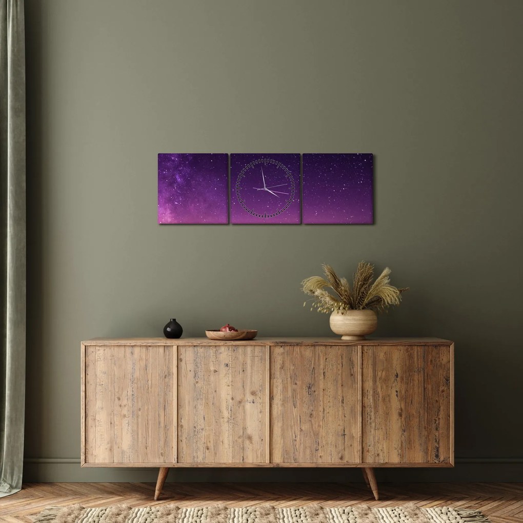 Obraz nieba ze spadającą gwiazdą (z zegarem) (90x30 cm)