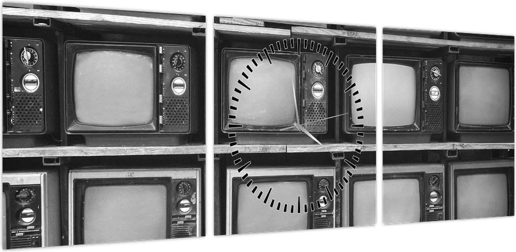 Obraz - Retro TV (z zegarem) (90x30 cm)
