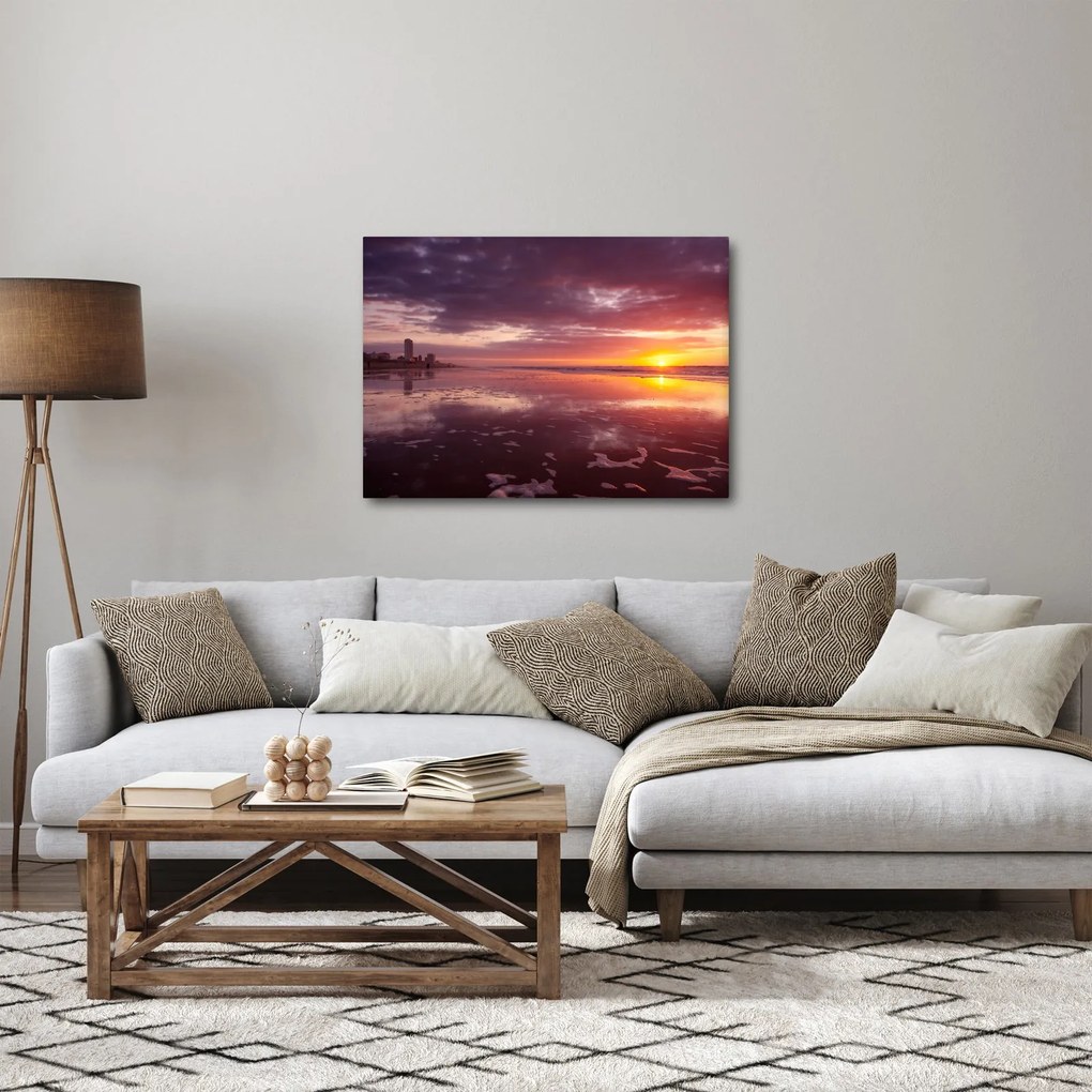 Obraz - Plaża o zachodzie słońca (70x50 cm)