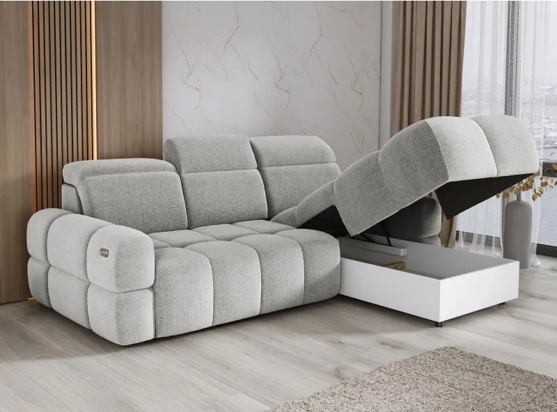 Narożnik MATEO S Wolnostojący Prawostronny Tkanina Memphis 16 kolor Złamana biel WERSAL