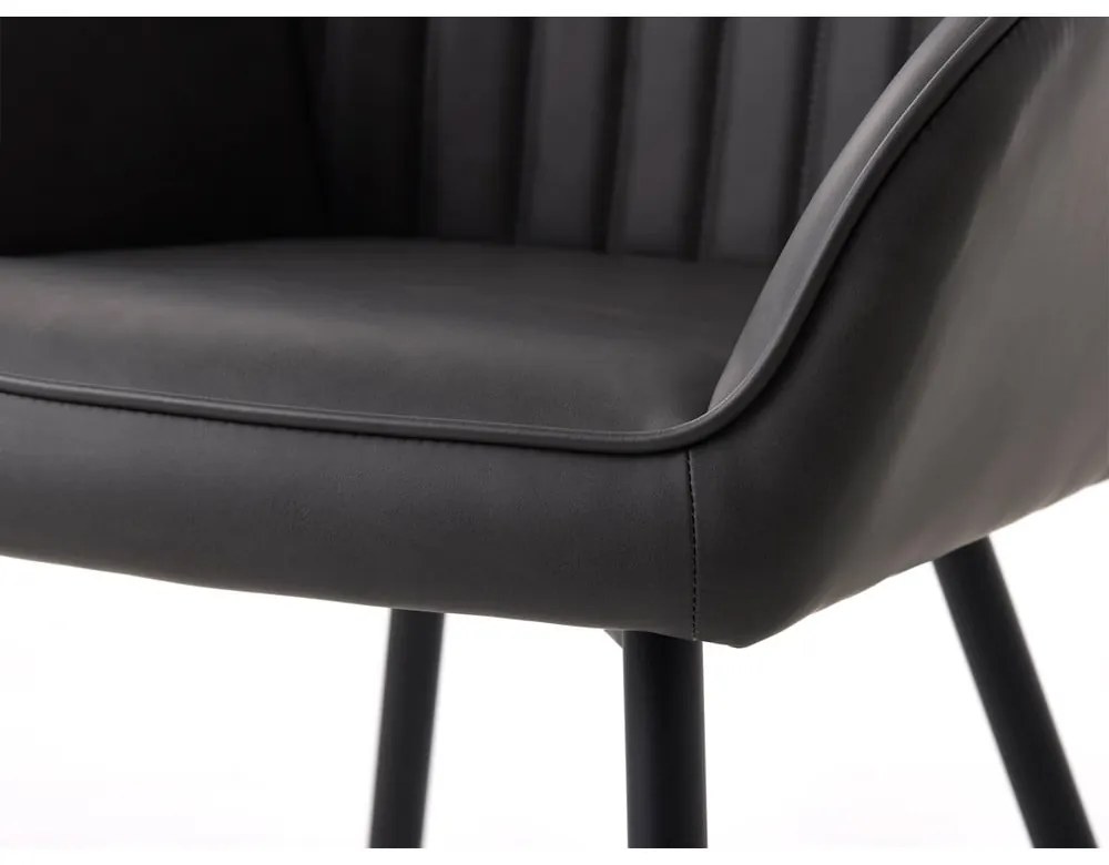 Ciemnoszare krzesła z imitacji skóry z podłokietnikami zestaw 2 szt. Nolan Stripe – Unique Furniture