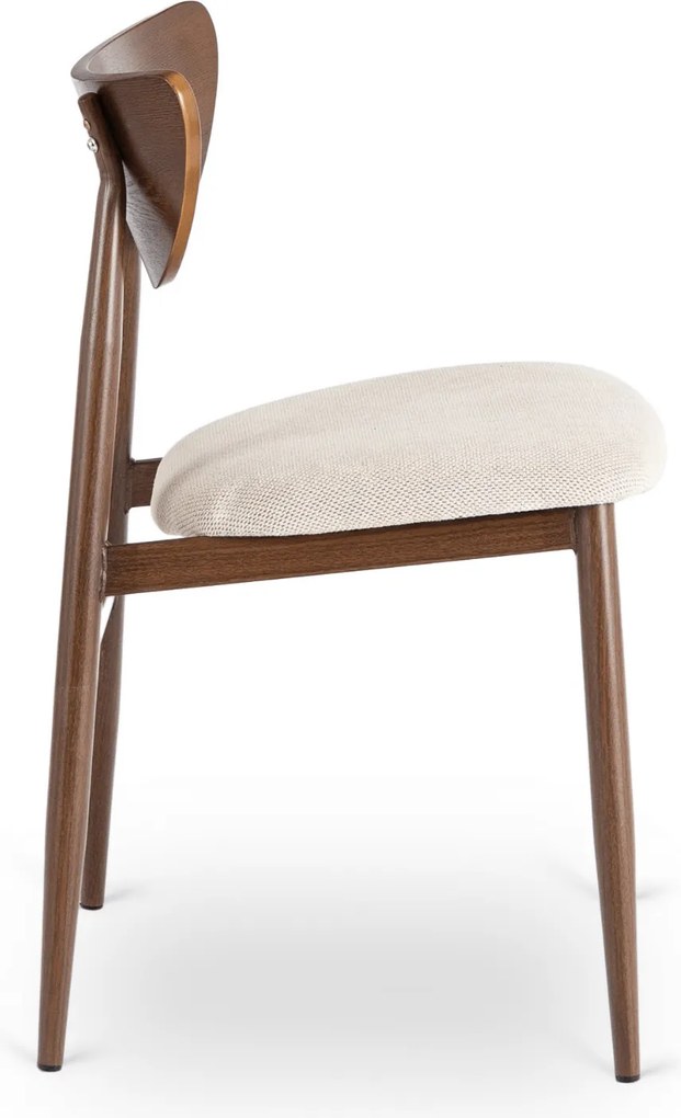 Krzesło Tapicerowane z Drewna Giętego BRAGA Orzech/Krem Retro