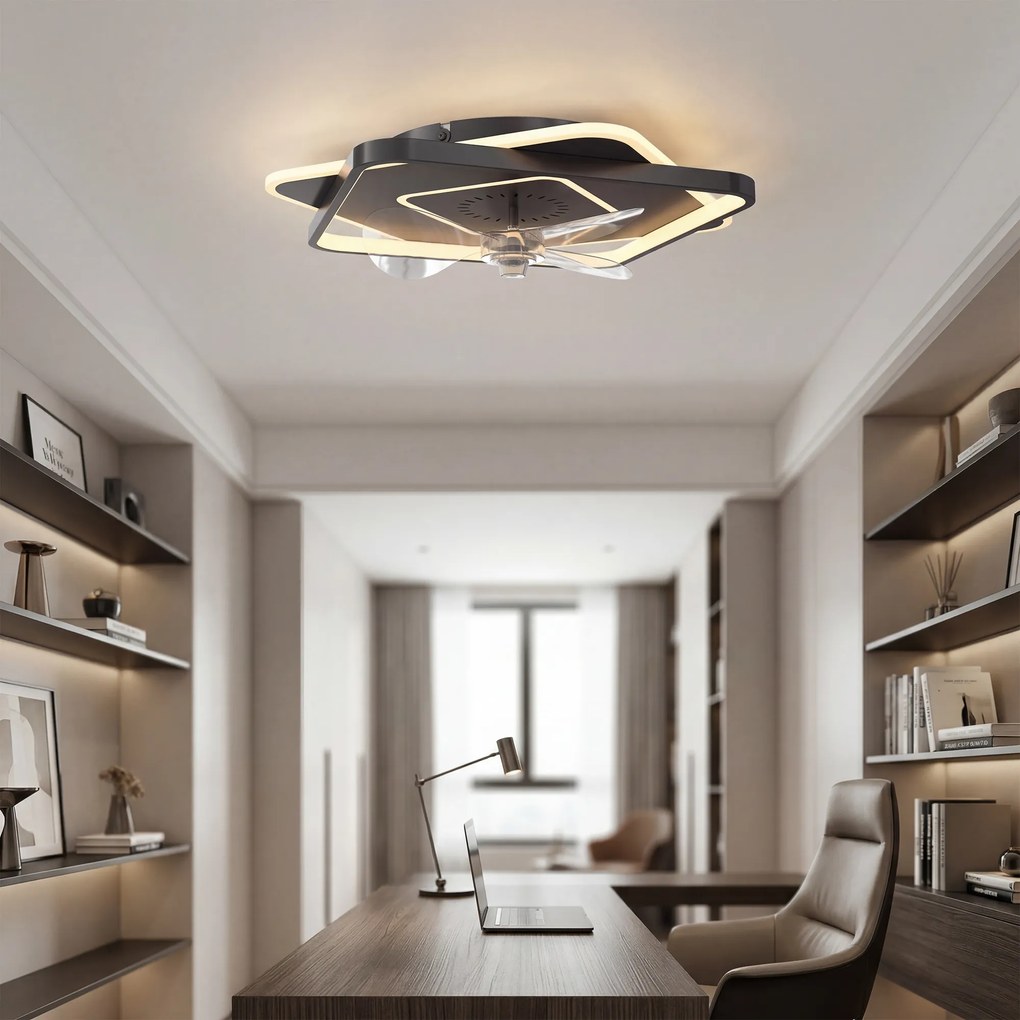 HOMCOM Wentylator sufitowy z oświetleniem i pilotem, LED wentylator sufitowy z 6 prędkościami, 3 temperatury barwowe | Aosom PL