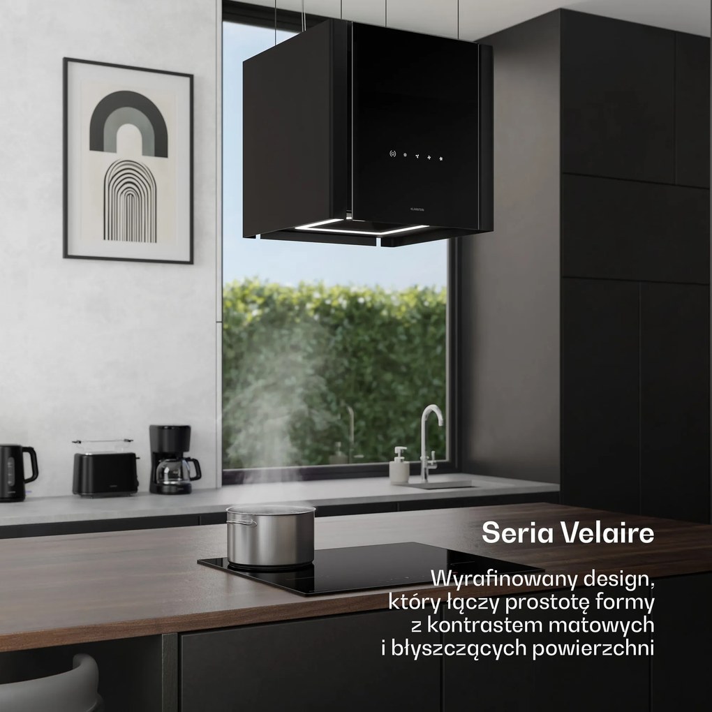 Klarstein Velaire 40cm 600,8m³/h Okap Wyspowy Czarny