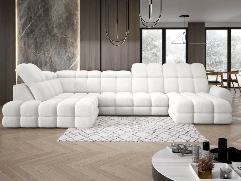 Narożnik TOLLO XL z elektryczną regulacją siedziska Lewostronny w tkaninie promocyjnej BUBBLE 01 WERSAL