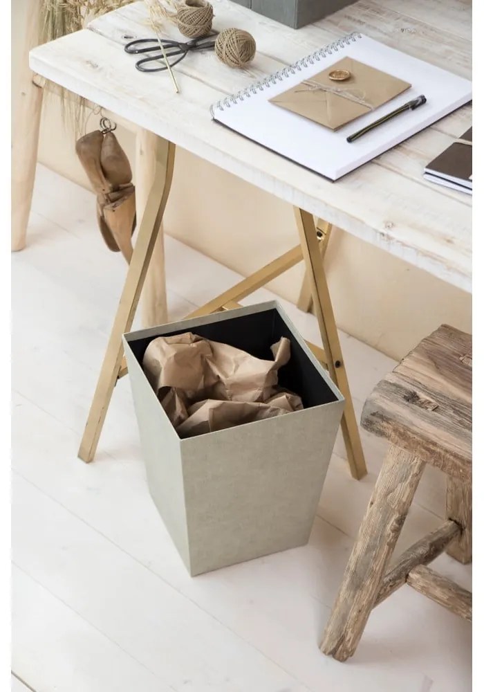Beżowy biurowy kosz na śmieci Sofia Canvas Paper Laminate – Bigso