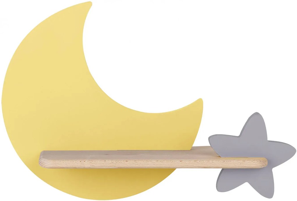 Żółto-szary kinkiet dziecięcy księżyc z gwiazdką - K029 G9-W07