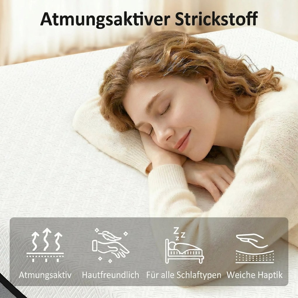 HOMCOM Materac 140x200cm H3 średnio-twardy, wys. 20 cm, ergonomiczny, oddychający z pianki memory z żelem, OEKO-TEX &amp; CertiPUR-US | Aosom PL