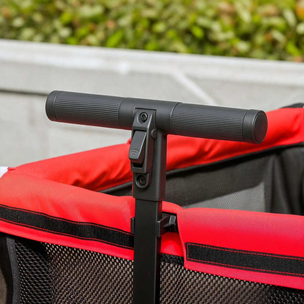 Składany Wózek dla Psów i Kotów PawHut do 30 kg, 110 x 65 x 102 cm, Czerwony