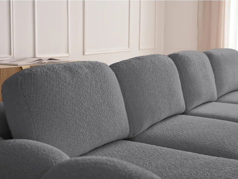 Szary rozkładany/ze schowkiem narożnik z materiału bouclé (lewostronny/z szezlongiem) Montaigne – Bobochic Paris