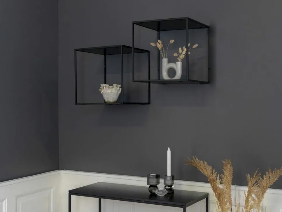 Półka ścienna w stylu loft Vita dąb czarny