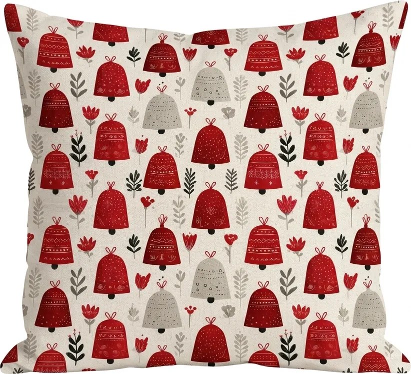 Bawełniana poszewka na poduszkę CHRISTMAS BELLS 45x45 cm, kolorowa