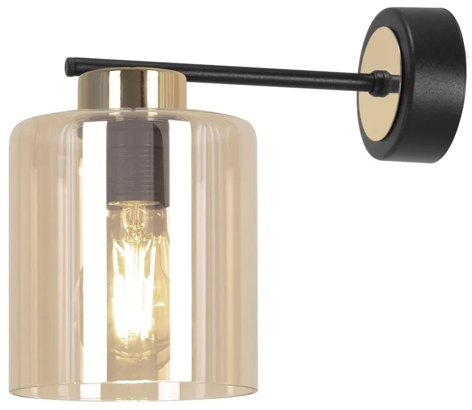 Ścienny beżowy kinkiet z czarną konstrukcją B2-W87