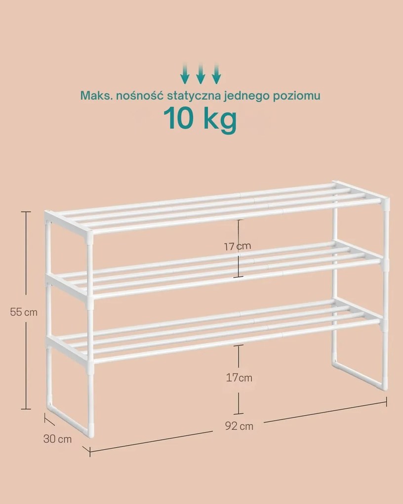 Regał na buty TORINO, 3 półki, 30x92x55cm, biały SongmicsHome