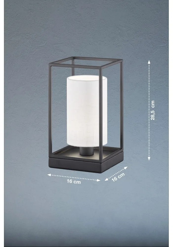 Czarno-biała lampa stołowa z tekstylnym kloszem (wysokość 28,5 cm) Gilli – Fischer & Honsel