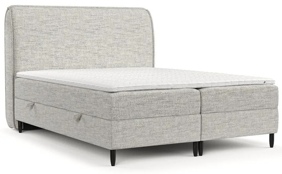 Jasnoszare łóżko boxspring ze schowkiem 140x200 cm Melba – Maison de Rêve