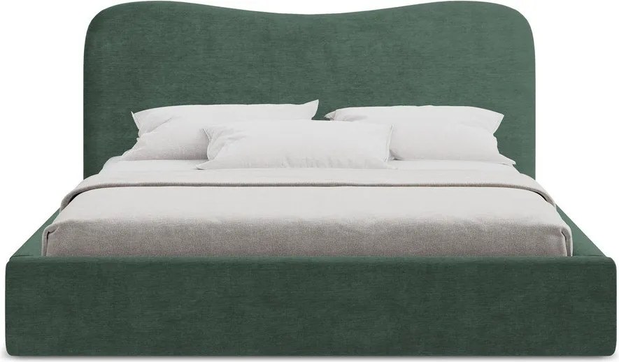 Zielone tapicerowane łóżko dwuosobowe ze schowkiem i stelażem 180x200 cm Kahai – Makamii