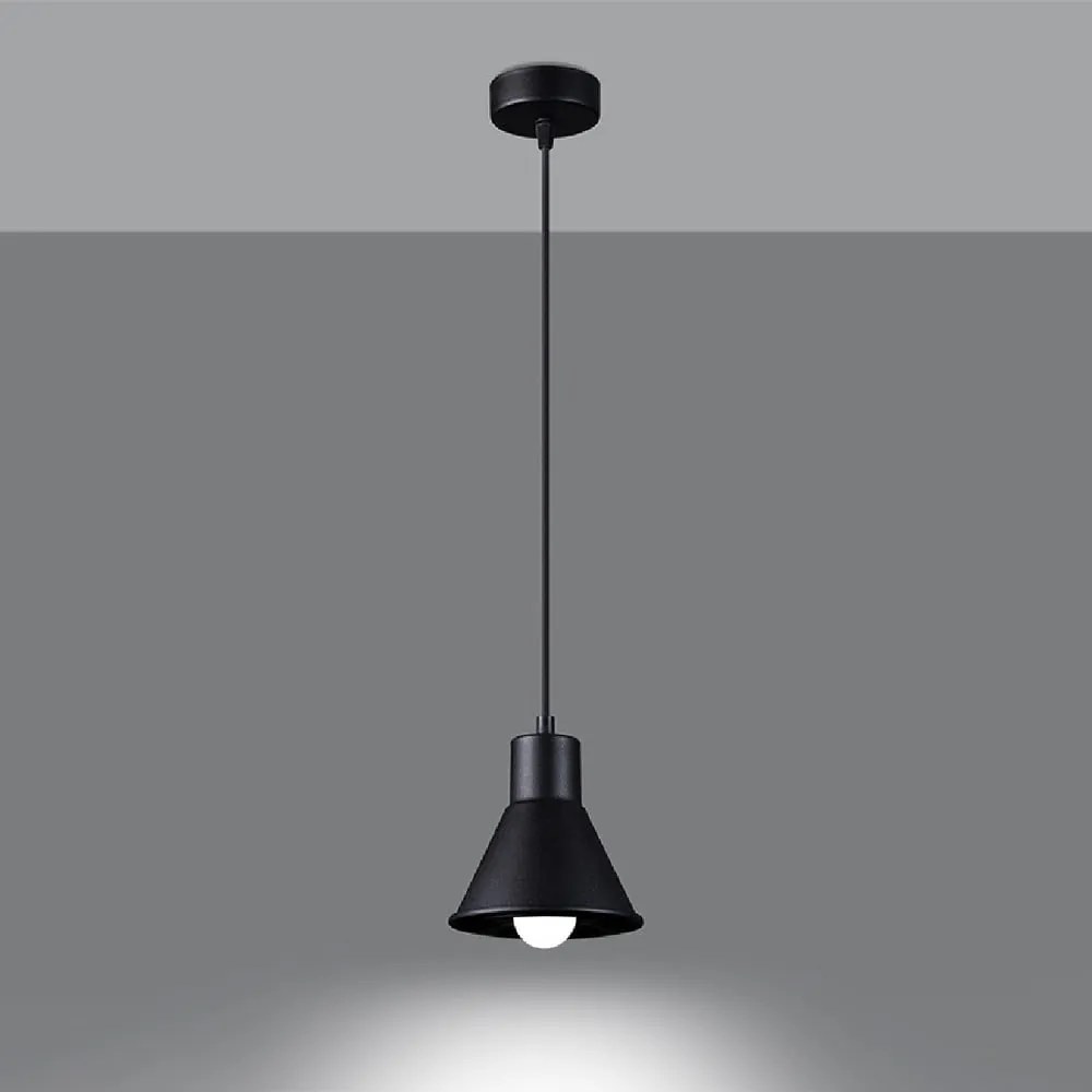 Czarna lampa wisząca z metalowym kloszem 14x14 cm Martina – Sollux