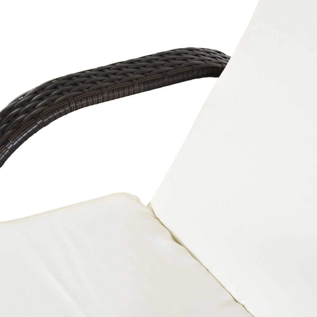 Outsunny mobilny leżak ogrodowy leżak leżak rattanowy mebel ogrodowy brązowy