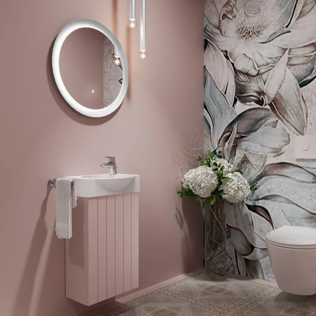 Zestaw Szafka z umywalką DIA 40 cm pudrowy róż półmat KROFAM