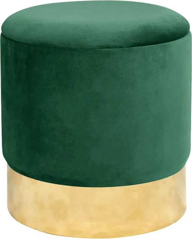 Pufa ze schowkiem okrągła welurowa AKORD GOLDEN Butelkowa Zieleń