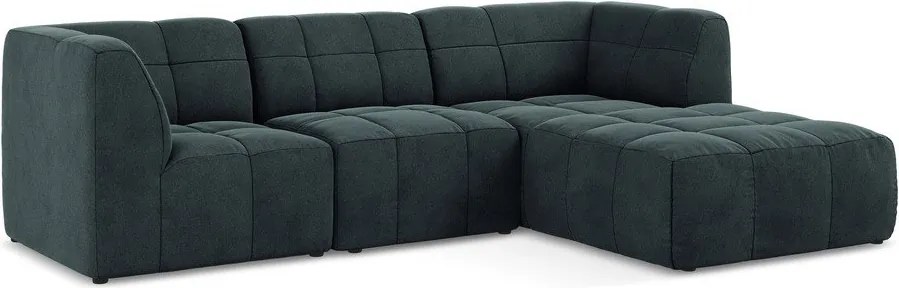 Niebieski aksamitny narożnik (prawostronny/z szezlongiem) Aloha – Makamii