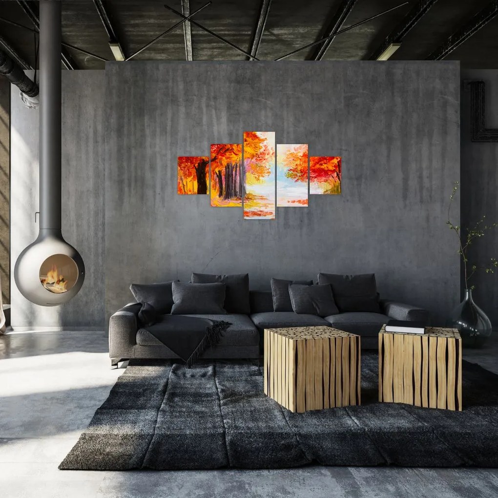 Obraz - Obraz olejny, kolorowa jesień (125x70 cm)
