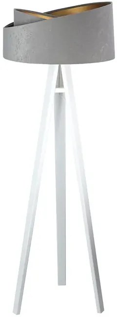 Szaro-biała asymetryczna lampa stojąca trójnóg - S025 L3-R88