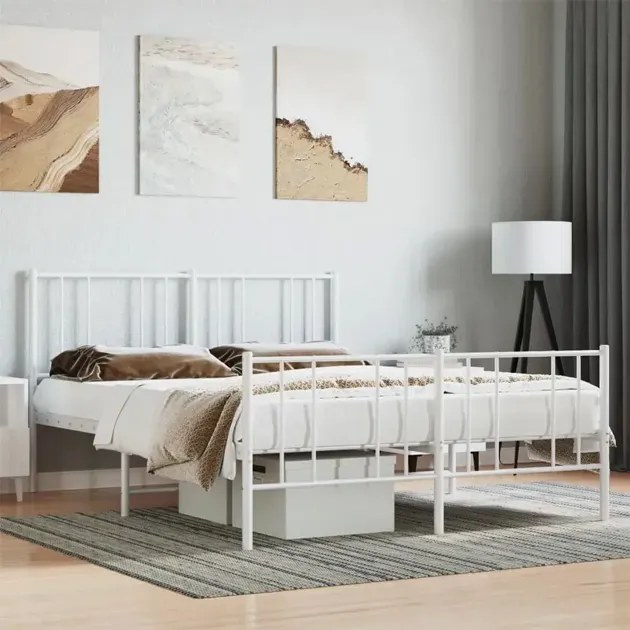 Białe metalowe łóżko w stylu loft 120x200 cm - Quzi