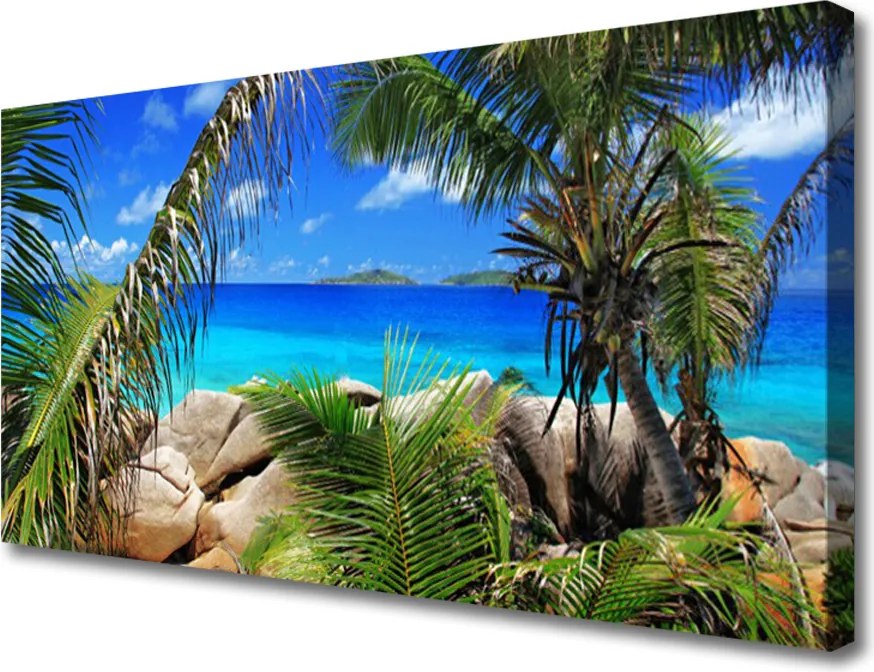 Obraz na płótnie Liście na Tle Skał